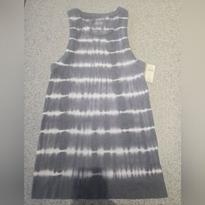 Aerie Gray and White Tie-Dye Tank Top